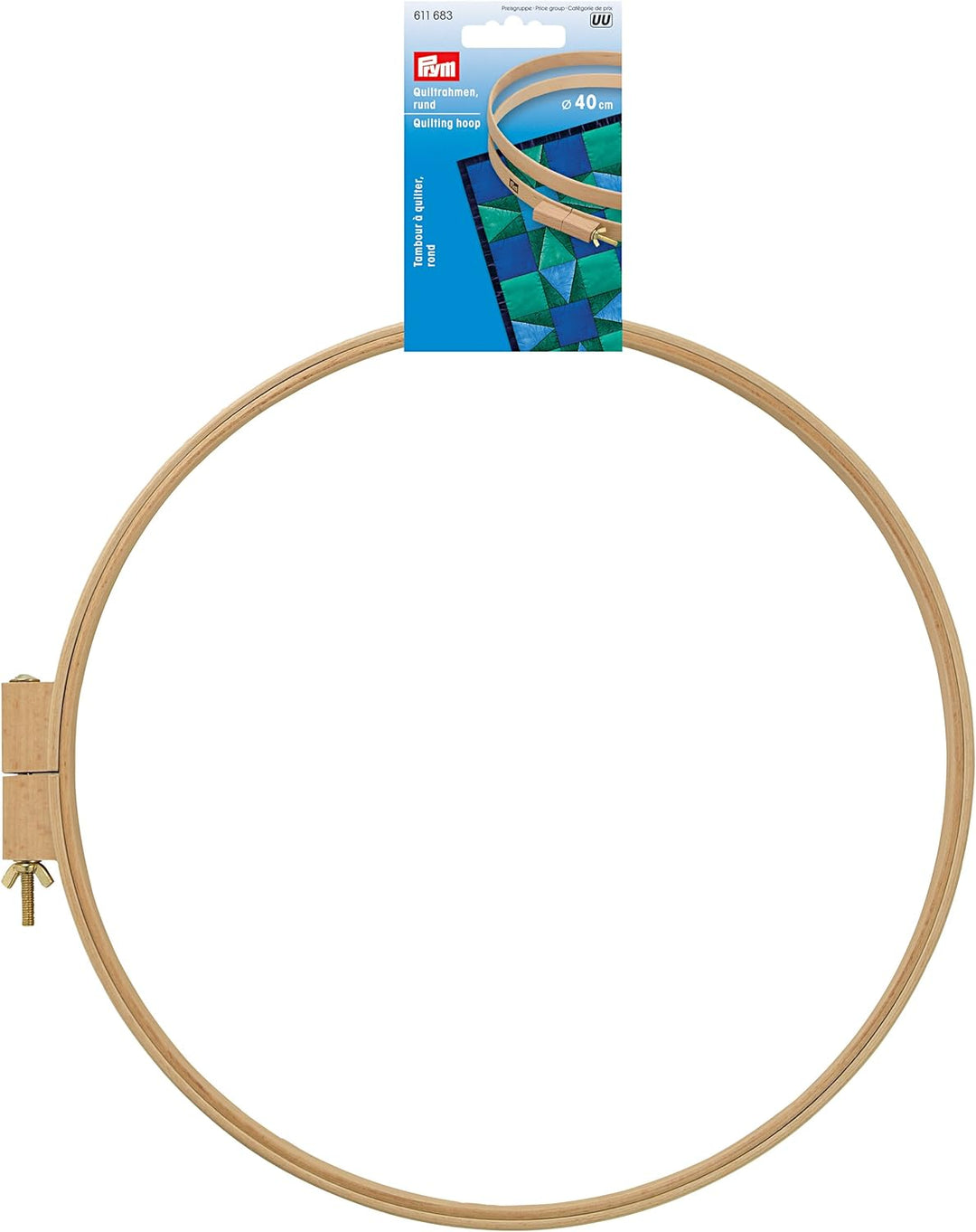 Prym Quilting Hoop with Screw, Wood, Beige, 42 x 41.5 x 2.7 cm