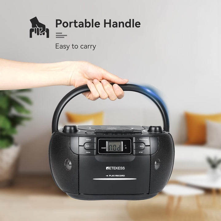 Retekess TR621 Tragbares CD Radio,Kassettenspieler CD,Stereo mit AM FM-Radio,Kassettenrekorder,Unter
