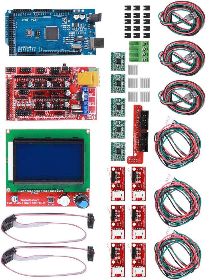 3D Druckerkit RAMPS 1.4 + für Mega 2560 CH340 + 12864 Controller + A4988 Spanplatten Teile, 3D Druck
