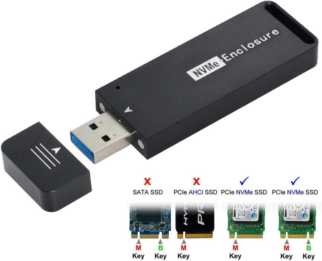 Xiwai USB 3.1 Gen2 10 Gbit/s auf NVME PCI-E M-Key Solid State Drive Externes Gehäuse 2230/2242 mm