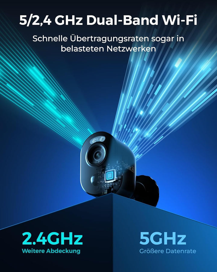 Reolink 2K 4MP Überwachungskamera Aussen Akku mit 2,4GHz/5GHz WiFi, Smarter Erkennung, WLAN IP Kamer