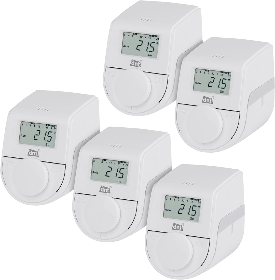 DNT 5er-Set Heizkörperthermostat ThermoTune, Stand-Alone, ca. 4 Jahre Batterielaufzeit, 5er-Set