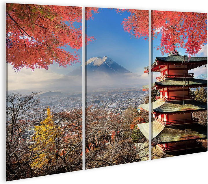 islandburner Bild auf Leinwand Berg Fuji Herbstfarben Japan Bilder Wandbilder Poster, Leinwand 130x8