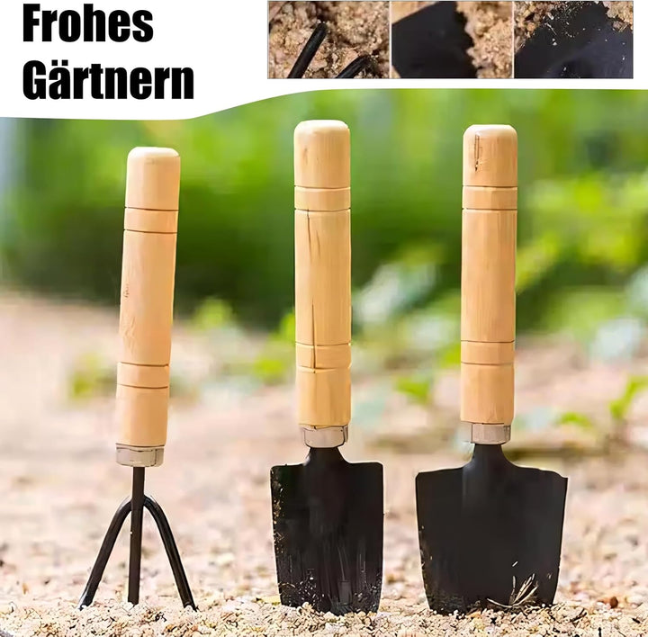 Mini Gartengeräte 3 Stück Set, 3 Stück Sukkulenten Gartengeräte, Holzgriff Handheld Mini Kelle, Scha