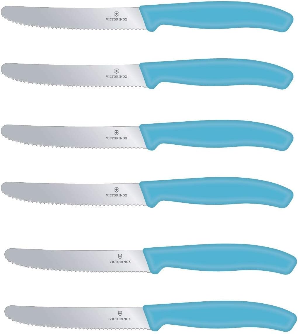 Victorinox 6 Stück Tafelmesser - Küchenmesser - Brötchenmesser Swiss Classic mit Wellenschliff - Swi