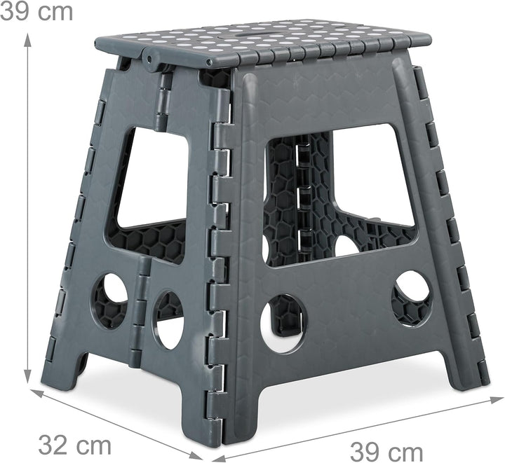 Relaxdays Klapphocker XL, tragbar, grosser Badhocker, faltbarer Sitzhocker, bis 120 kg, Kunststoff,