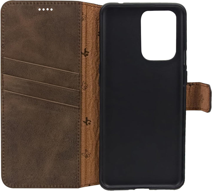 Suncase Book-Style Hülle kompatibel mit Xiaomi Redmi Note 12 Pro 5G Leder Tasche (Slim-Fit) Lederhül