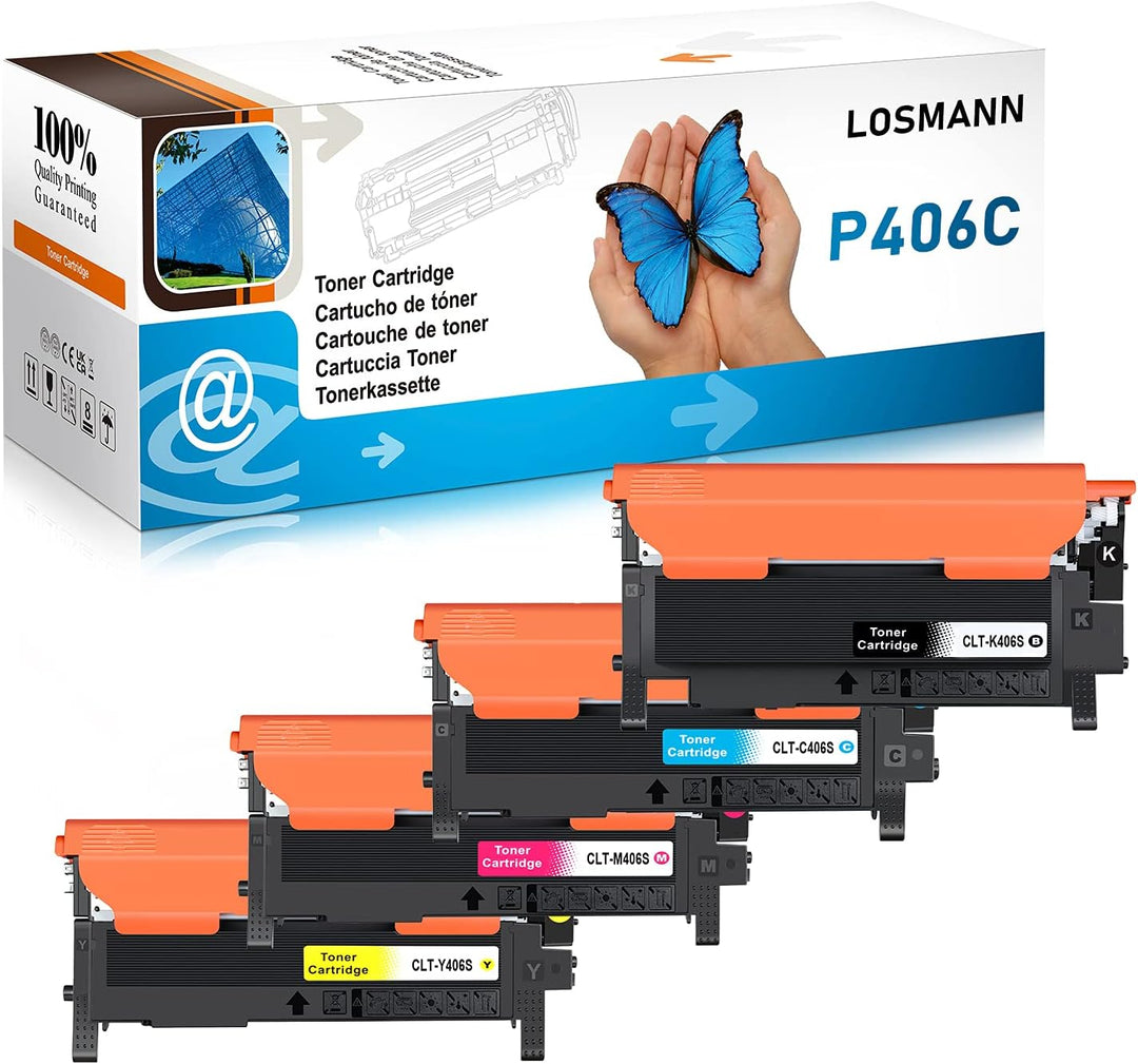 LOSMANN 4X Toner Kompatibel für Samsung CLT-406S CLP-360 / CLT-K406S CLT-C406S CLT-M406S CLT-Y406S f