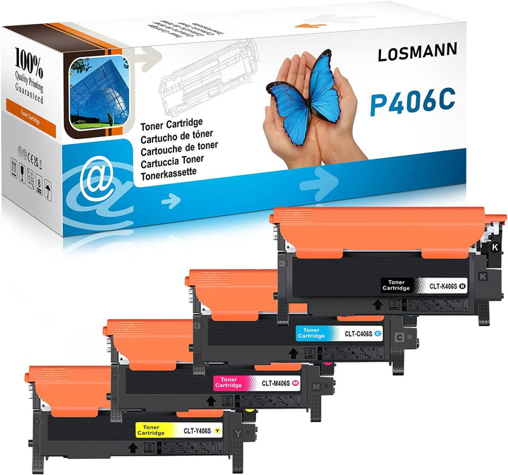 LOSMANN 4X Toner Kompatibel für Samsung CLT-406S CLP-360 / CLT-K406S CLT-C406S CLT-M406S CLT-Y406S f