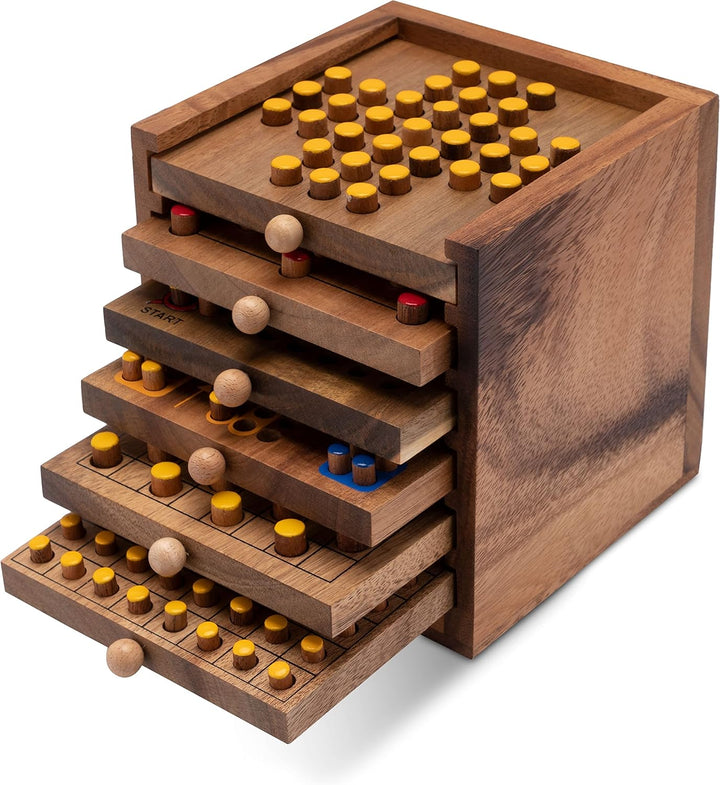 LOGOPLAY 403 – Spielesammlung 6 Spiele-Klassiker Solitär - Mühle - Schlange & Leiter - Dame - Ludo -