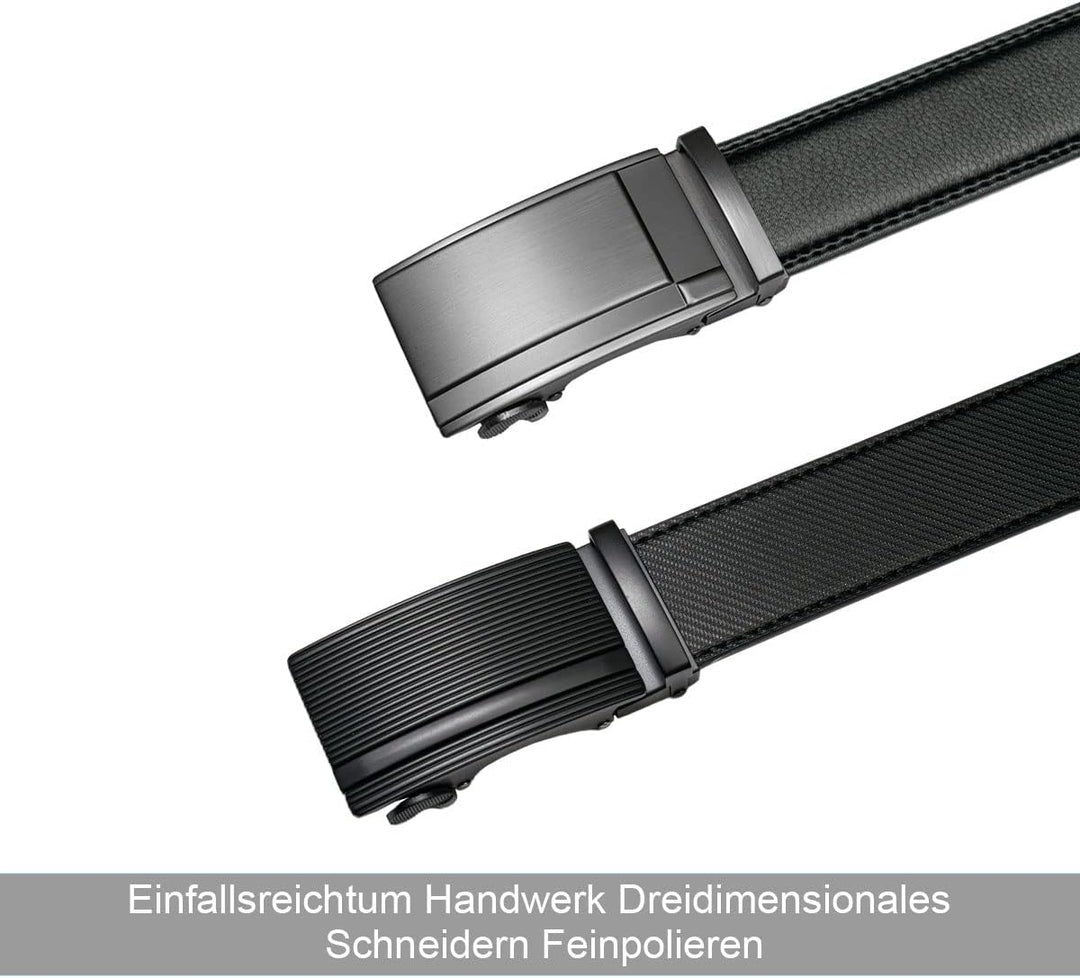 Chaberlu Automatik gürtel herren 2 Stücke, Ledergürtel Ratsche Automatikschliesse Business Anzug Gür