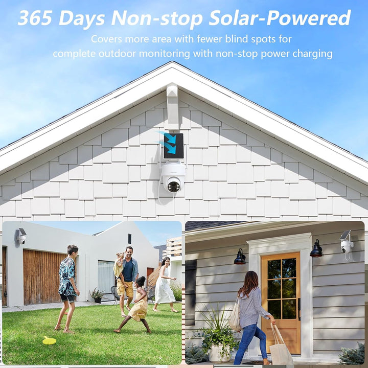 GALAYOU Überwachungskamera Aussen Solar Akku - 2K PTZ Kabellose Kamera Outdoor mit Solarpanel, PIR B
