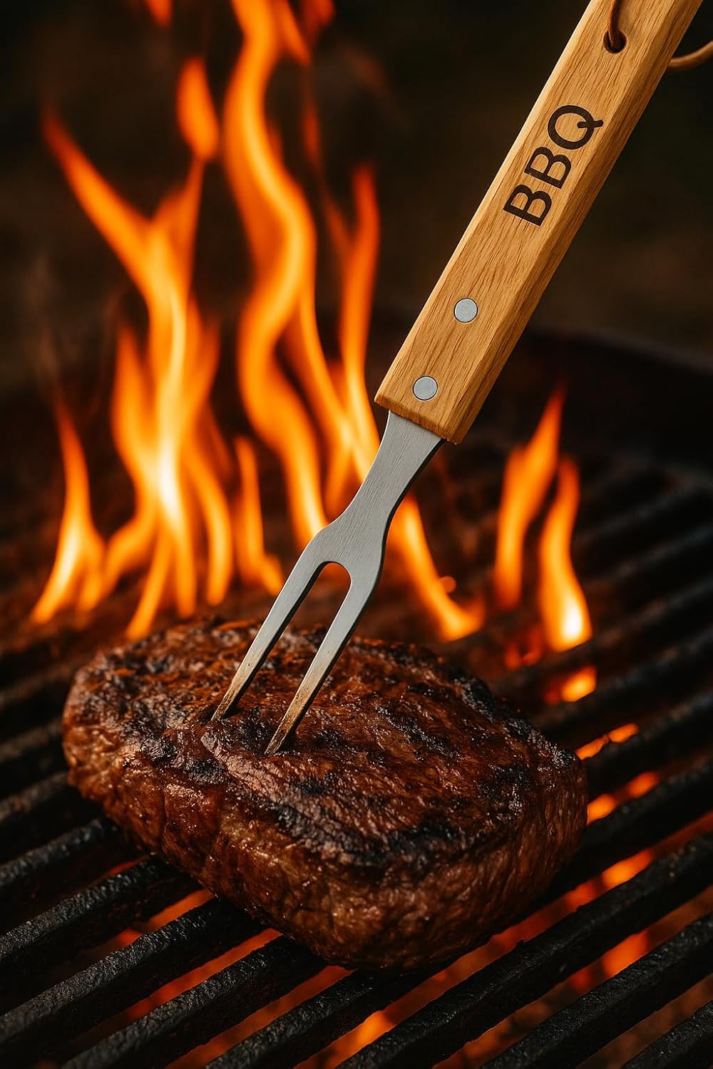 BBQ Grillbesteck Set 3-teilig aus Edelstahl – Grillzange, Wender & Fleischgabel – rostfrei, spülmasc