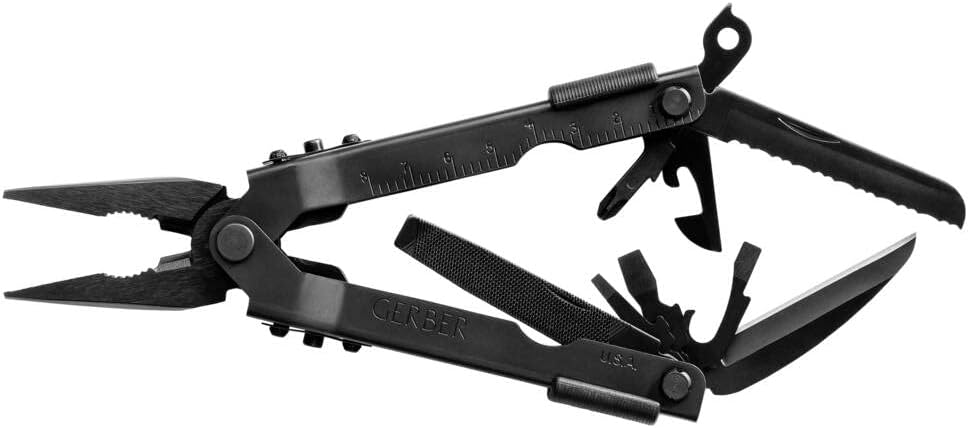 Gerber Multi-Tool mit zwei Messern und Leder-Scheide, MP600 Full-Size, Mit 14 Funktionen, Schwarz, 7