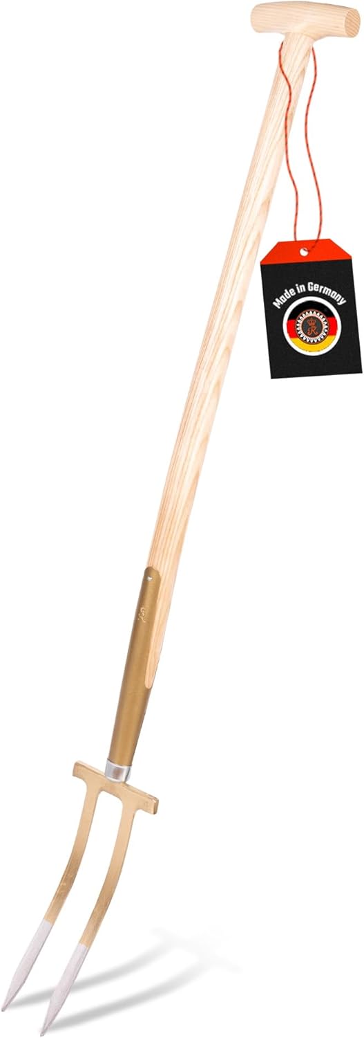 SHW-FIRE 59046 Rosengabel Bajonettzinken Stahl Handgeschmiedet Geschmiedet mit Stiel Holzstiel 85 cm