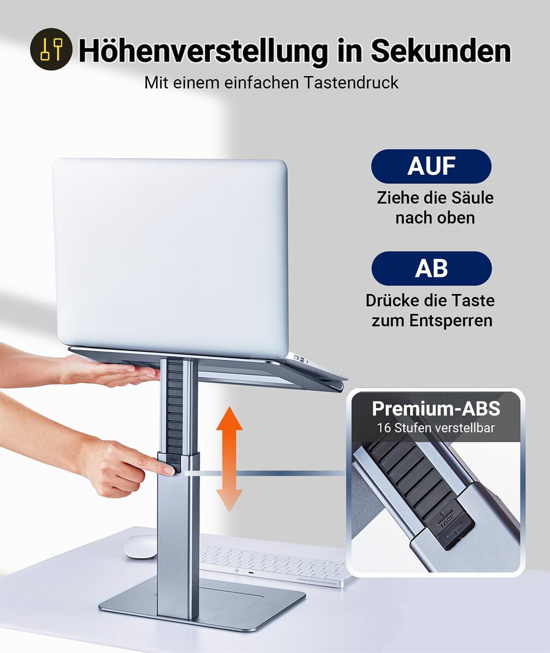 supamir Laptop Ständer Höhenverstellbar, Laptopständer für Schreibtisch, Stehen möglich, DJ Laptop S