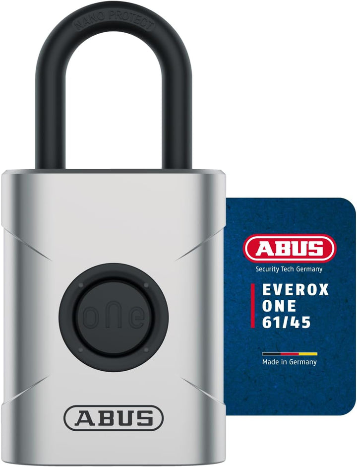 ABUS smartes Vorhängeschloss EVEROX One - schlüsselloses Öffnen auf Knopfdruck - wetterfestes Smart