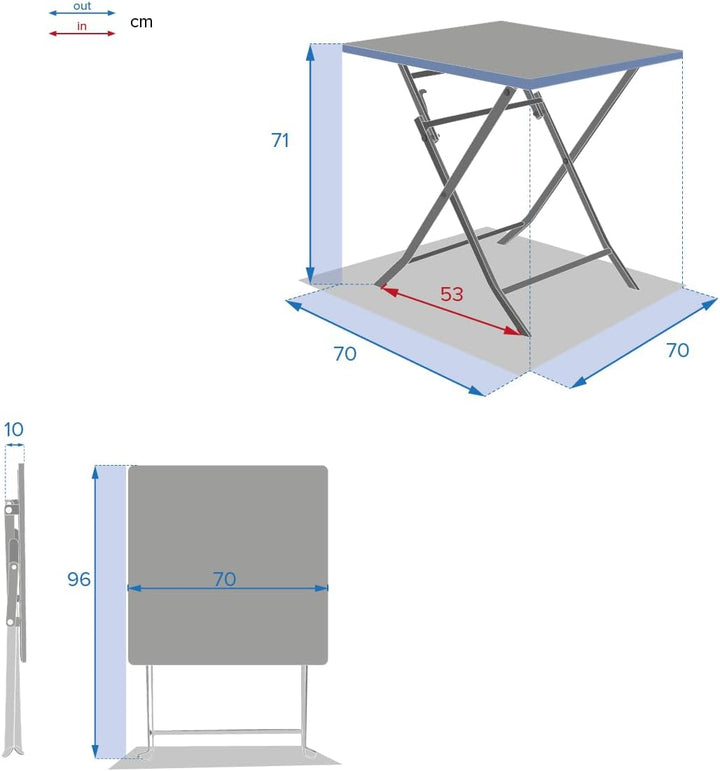 Hespéride Quadratischer klappbarer gartentisch Greensboro senfgelb 2-sitzer aus epoxybehandeltem Sta