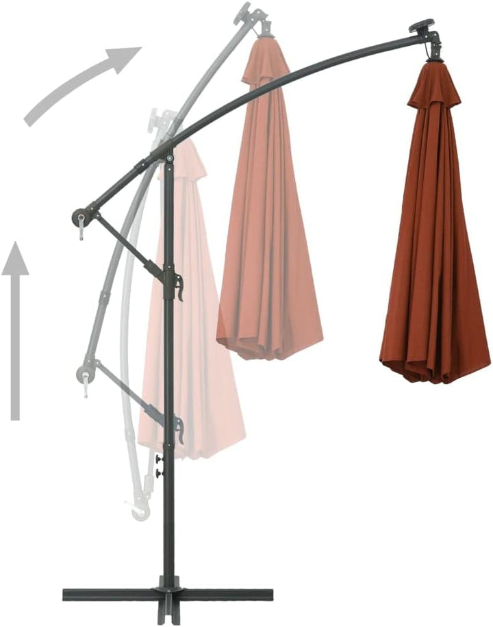 vidaXL Ampelschirm mit LED-Leuchten Stahlmast Sonnenschirm Gartenschirm Strandschirm Marktschirm Bal