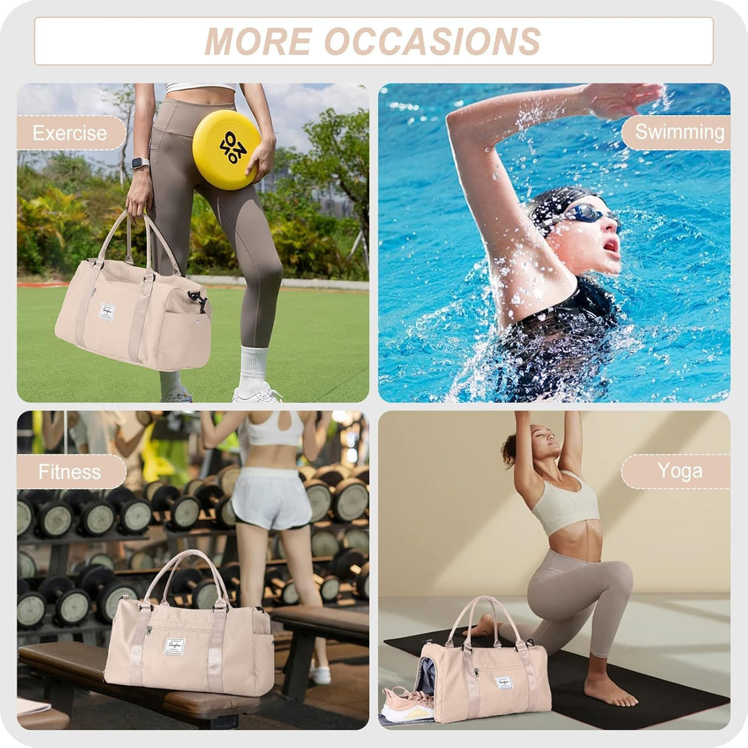 Sport Duffel Bag Damen,Handgepäck 45x36x20 für Ryanair Cabin Sporttasche mit Nassfach & Schuhfach Re