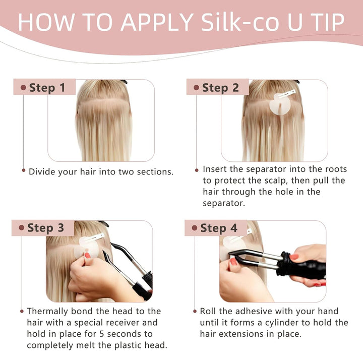 Silk-co Bonding Extensions Echthaar Haarteile Echthaar Keratin U-Tip Natürlich Weich Haarverlängerun