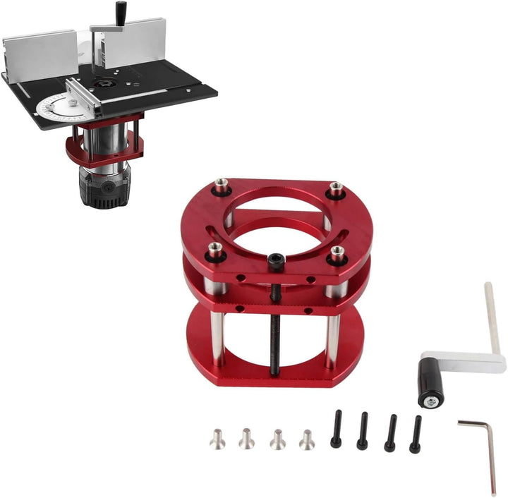 Oberfräsen-Lift, Oberfräsen-Hebesystem-Set aus Metall für Oberfräsen-Tischsägen-Einsatz-Grundplatte,