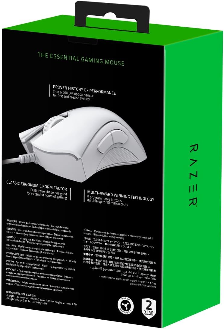 Razer DeathAdder Essential (2021) - Kabelgebundene Gaming-Maus mit Optischem Sensor mit 6400 DPI (5
