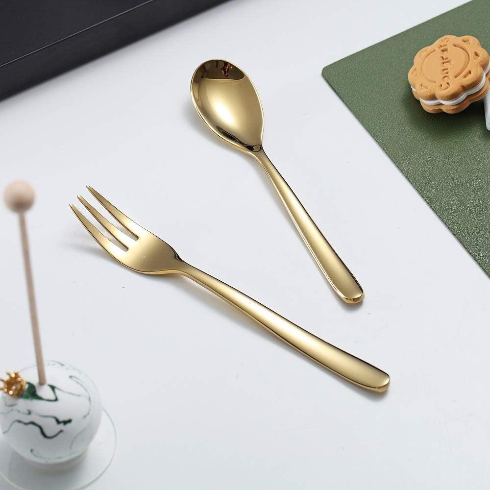 HOMQUEN 30 Stück Gold Besteck Set, Gold Besteckset aus Edelstahl, Gold Titanbeschichtung, Utensilien