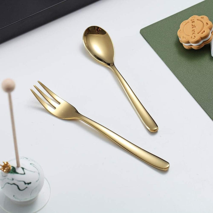 HOMQUEN 30 Stück Gold Besteck Set, Gold Besteckset aus Edelstahl, Gold Titanbeschichtung, Utensilien