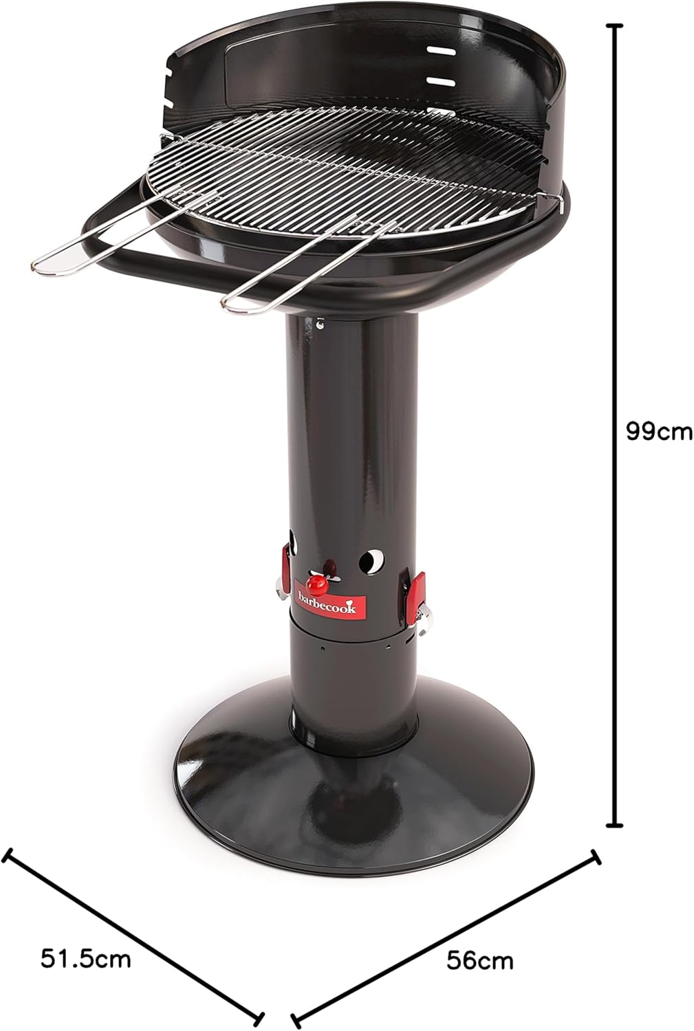 Barbecook Holzkohlegrill BBQ mit Windschutz, Säulengrill rund Standgrill mit Quick-Start und Quick-S