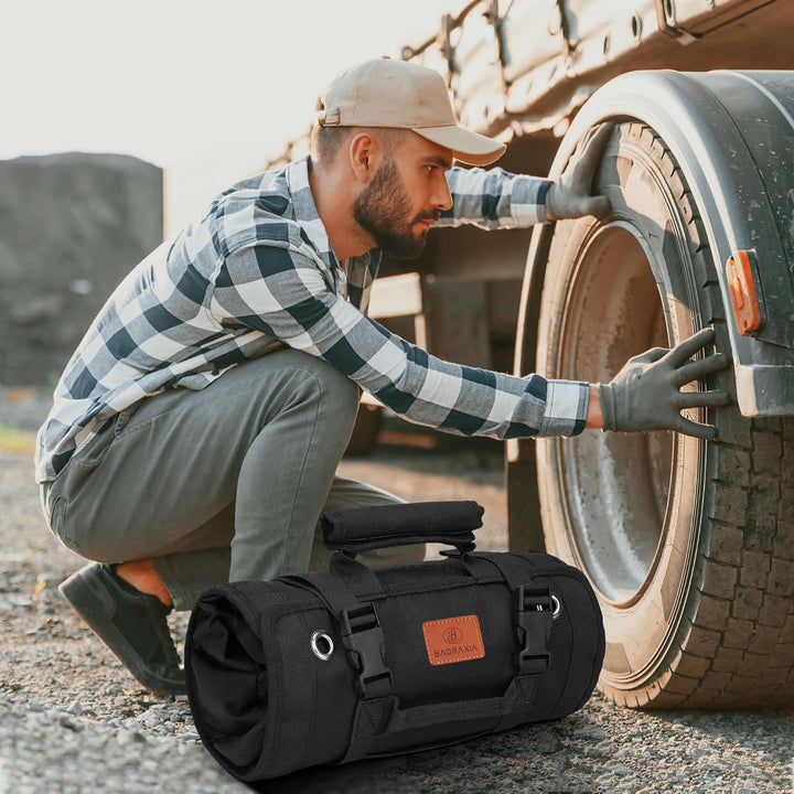 BAQRAXIA Werkzeugtasche, aufrollbare kleine Werkzeugbox, robuster Werkzeug-Organizer mit 2 abnehmbar