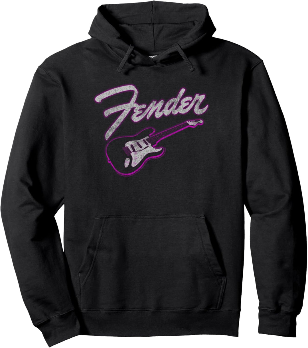Fender Neon Guitar Outline Centered Logo Pullover Hoodie