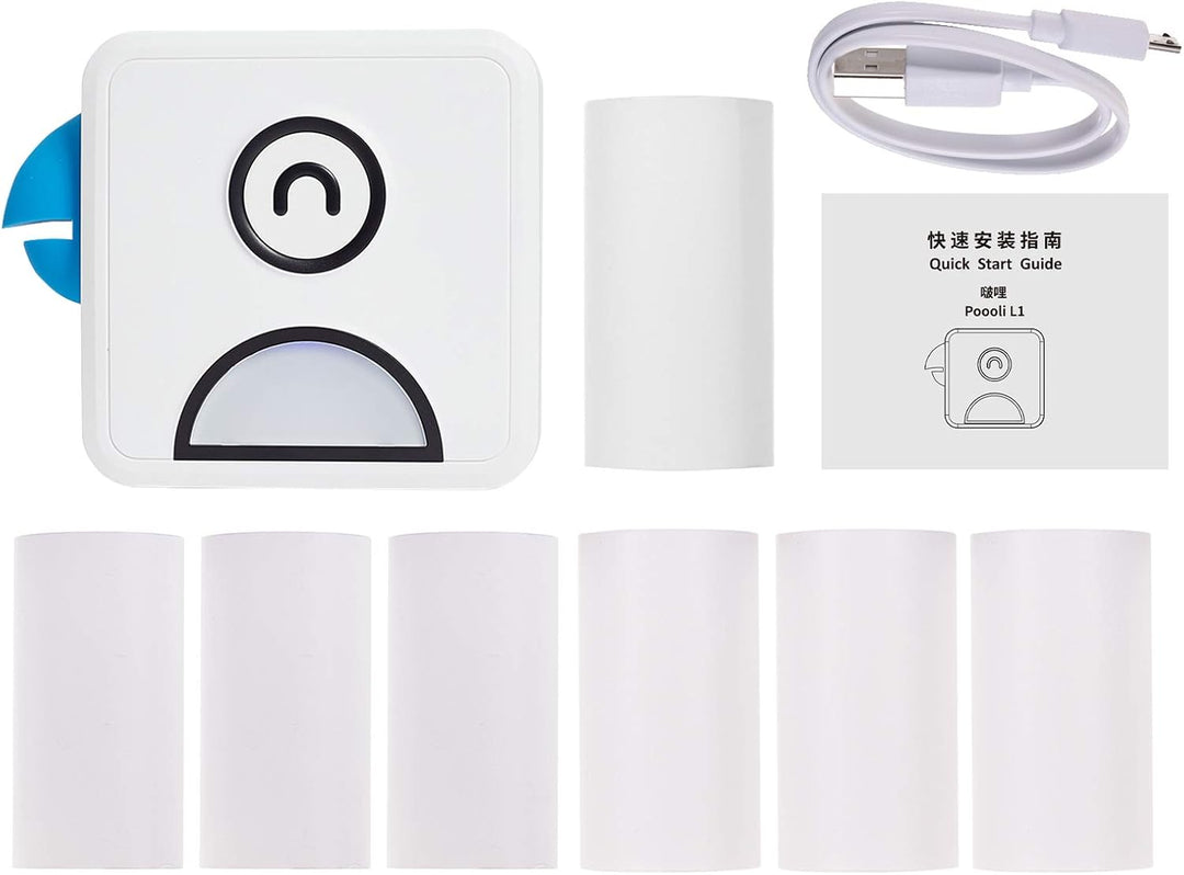 Bisofice Poooli Fotodrucker für Smartphone, Mini Fotodrucker mit 7 Rollen Thermopapier, Mini Drucker