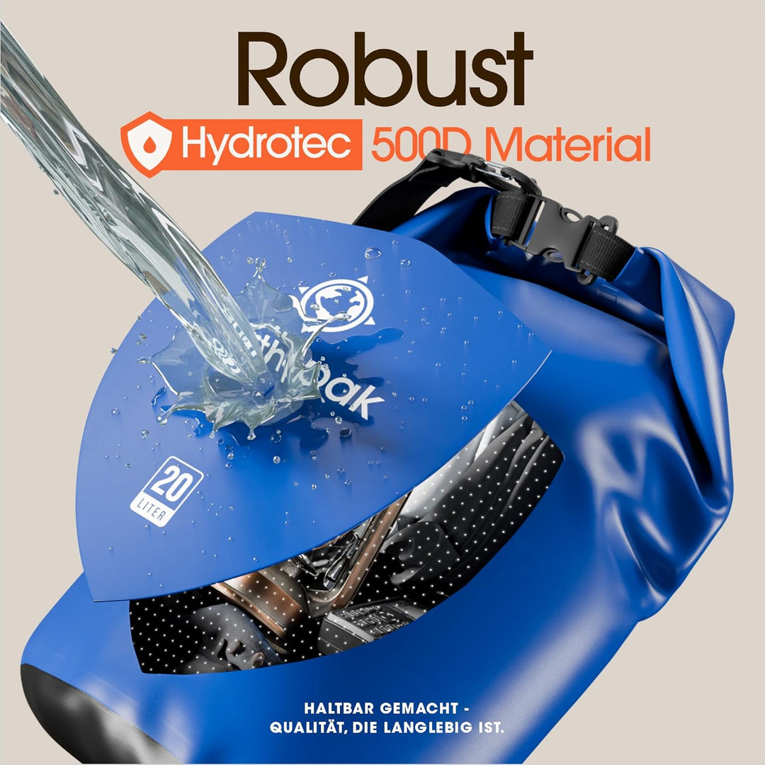 Earth Pak – Wasserdichter Packsack mit Schultergurt und wasserfester Handyhülle – Ideale Rolltop Tas