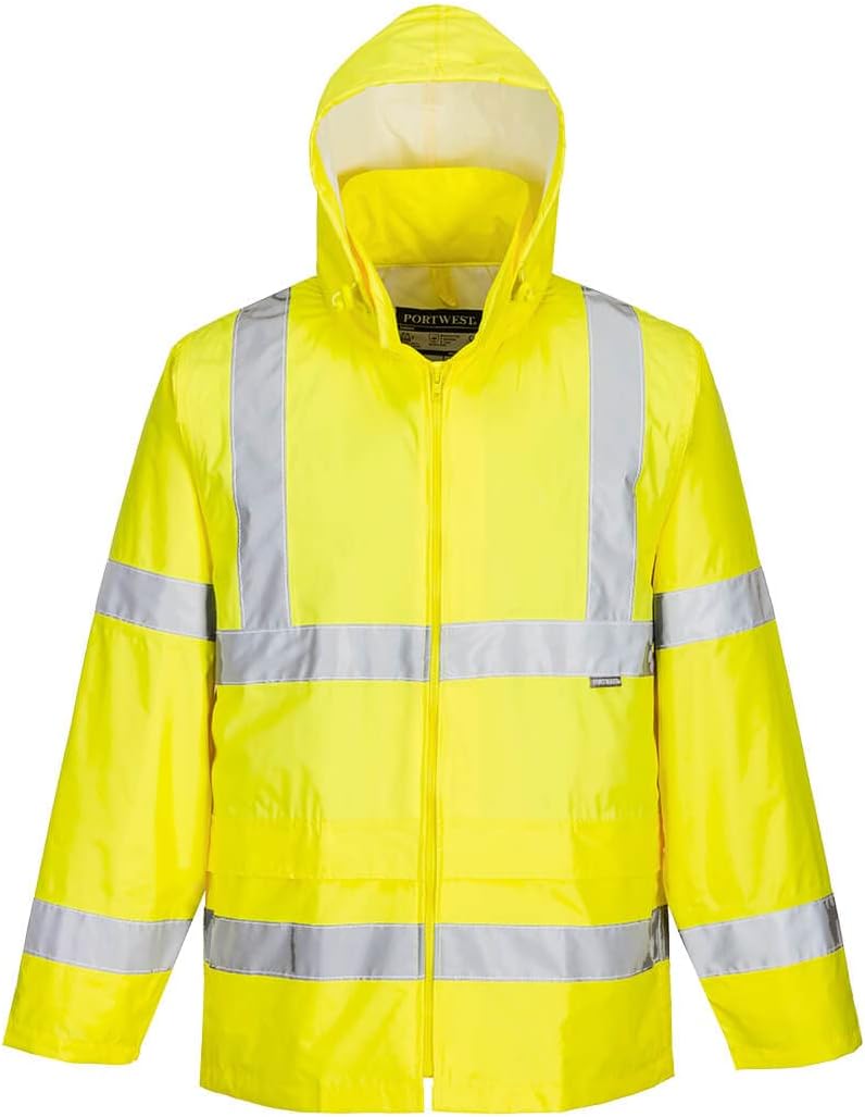 Portwest Wasserdichte Regenjacke aus Polyester und PVC mit Kapuze H440 Gelb XXS Mantel, Gelb XXS Man