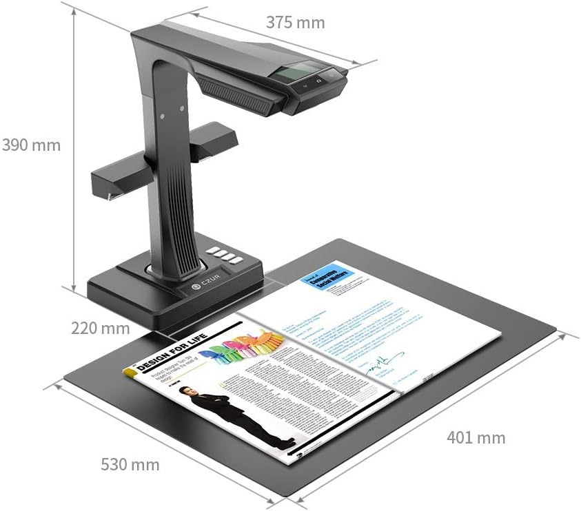 CZUR ET18 Pro Professioneller Buchscanner mit LED Fülllicht, OCR Dokumentenscanner 18 Megapixel Doku
