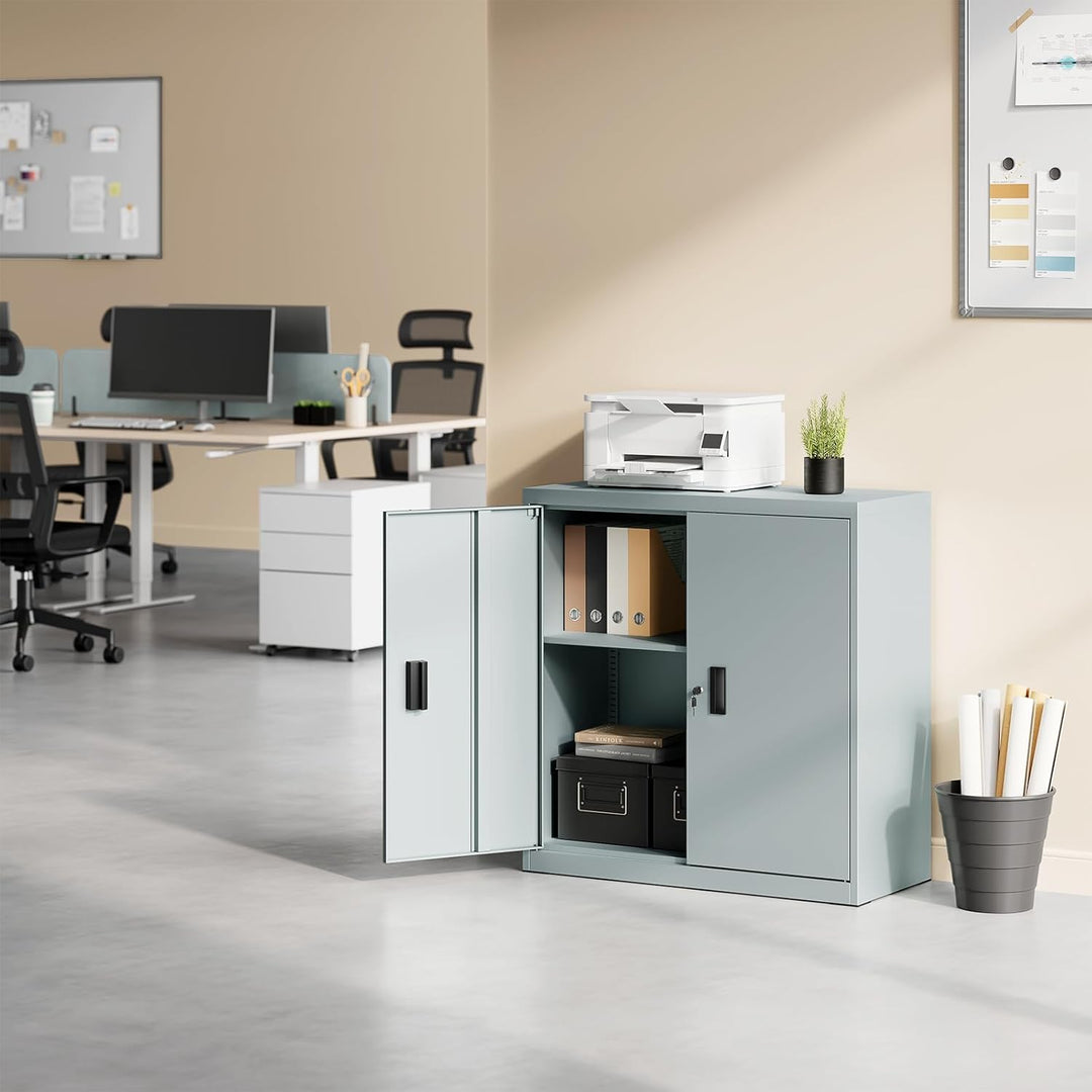 WOLTU Aktenschrank abschliessbar, Ordnerschrank mit höhenverstellbarem Einlegboden, Metallschrank mi