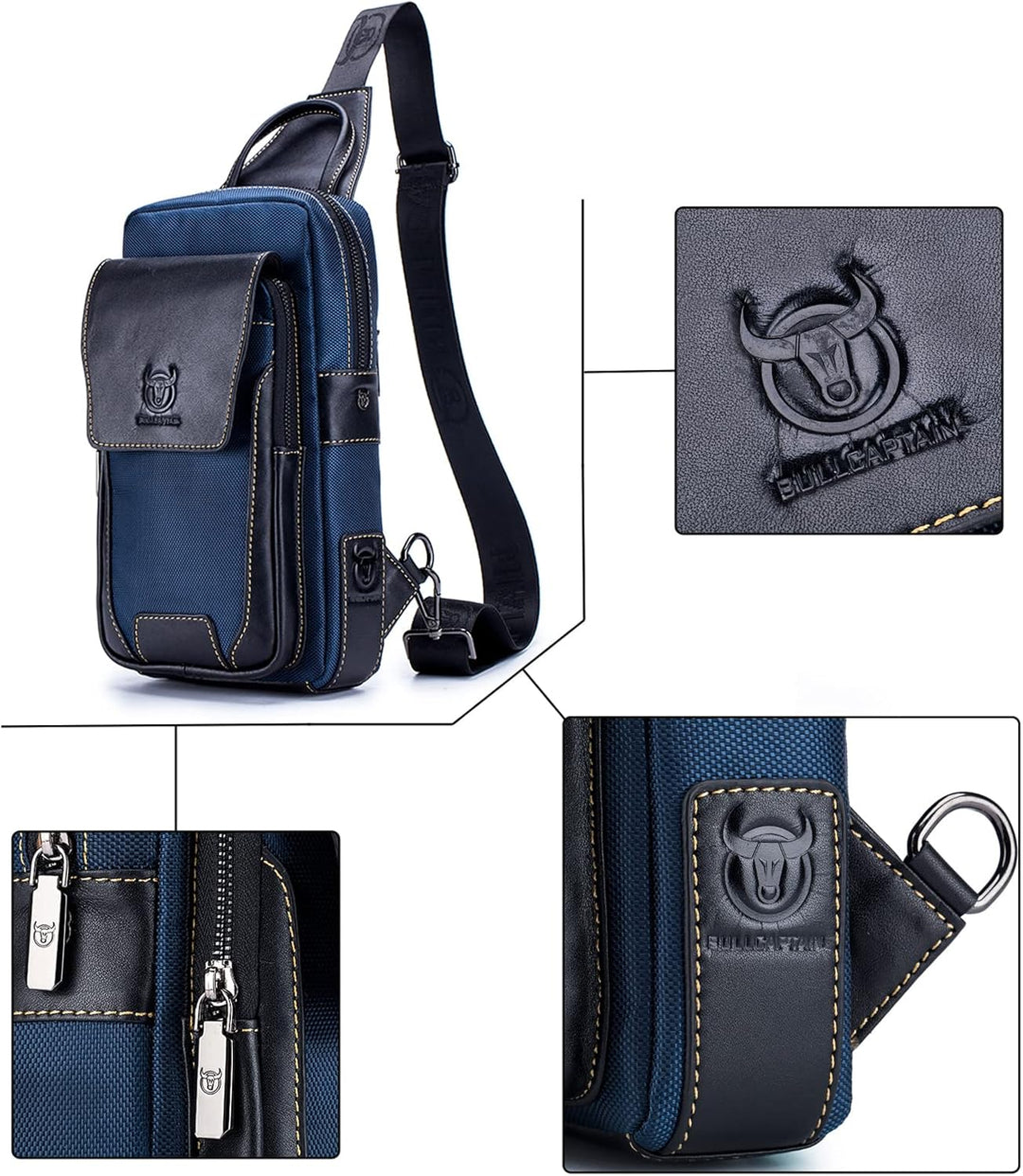 Sport-Brusttasche Kleine Hängetasche aus Leder für Männer Modische und Trendige Crossbody-Tasche Rei