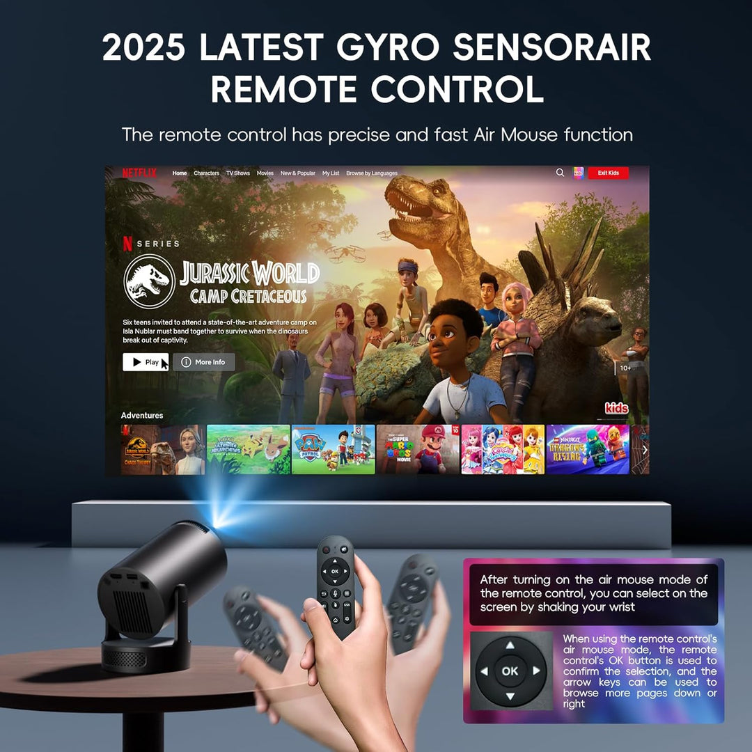 Mini Beamer Unterstützt 4K 1080P, Projektor Tragbarer mit WiFi 6 und Bluetooth 5.4, Beamer Klein Pro