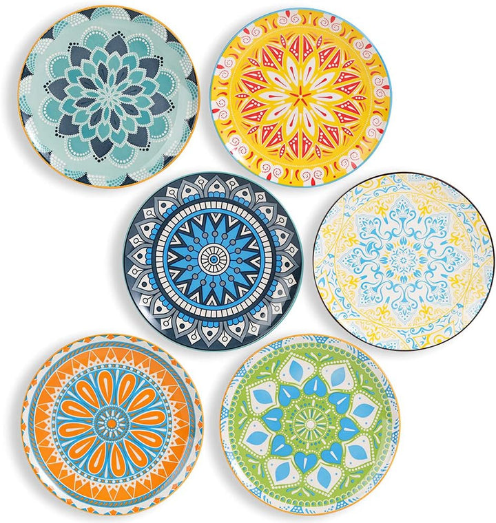 AHX Teller Set - Dessertteller Frühstücksteller- Flache Kuchenteller Salatteller 6er Set - Porzellan