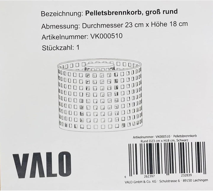 VALO 23er Pelletskorb Ø 23 x H 18 cm Pelletkorb für Kaminofen