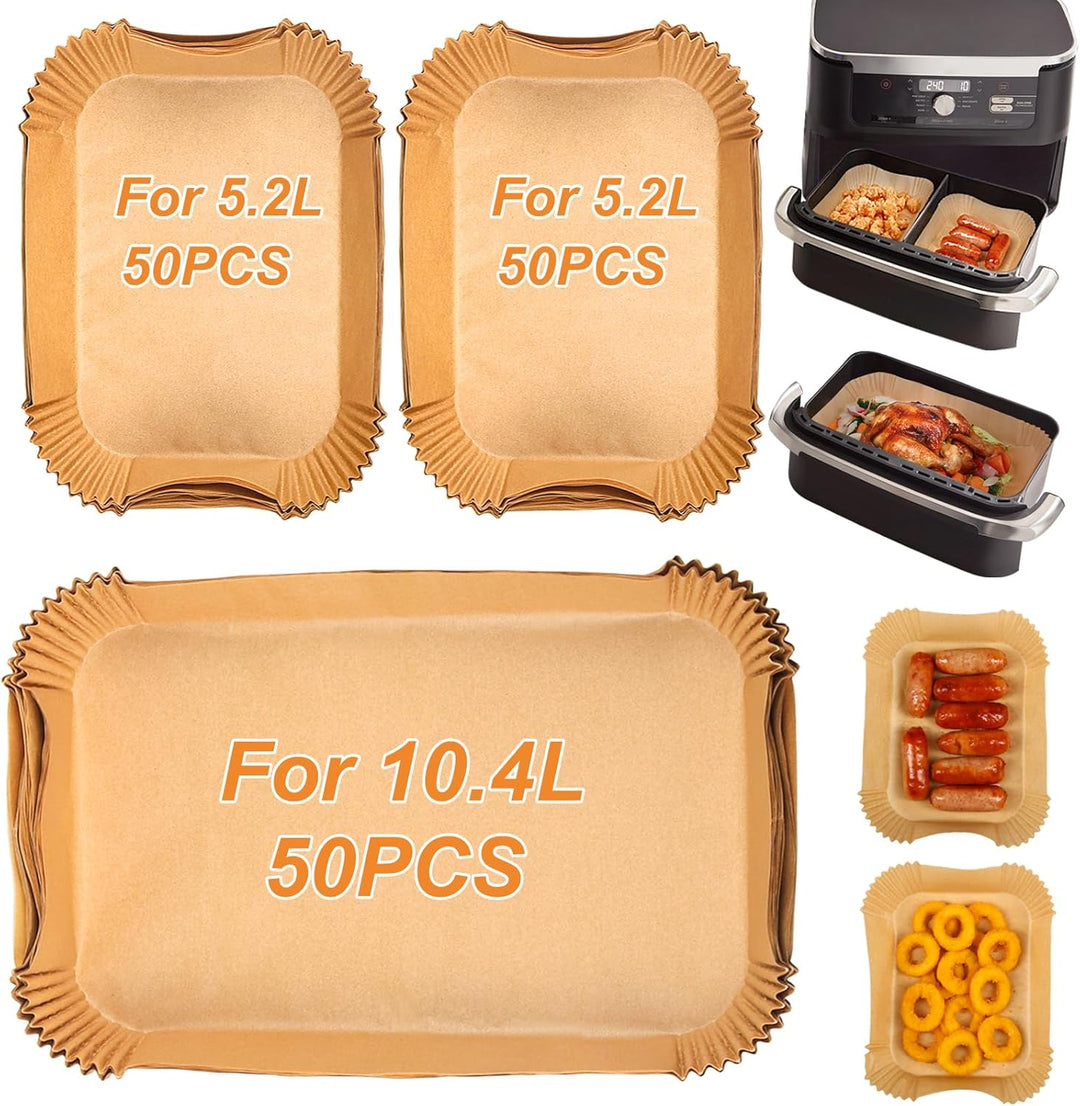 BYKITCHEN 150pcs Airfryer Backpapier für Ninja Flex Drawer Dual Zone AF500EU 10,4L Heissluftfritteus