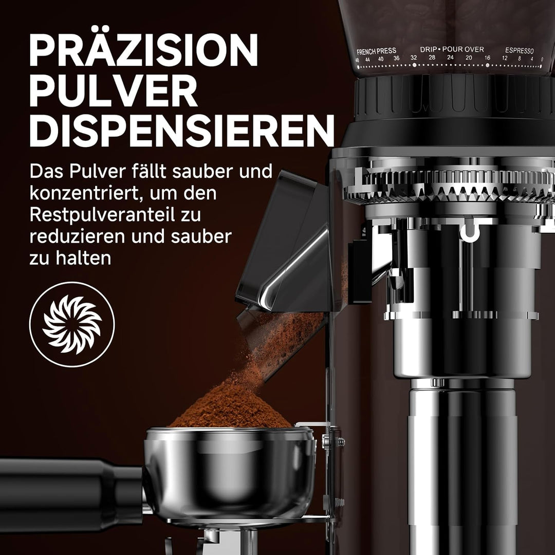 AMZCHEF Kaffeemühle Elektrisch mit Abnehmbarem Halter für Siebträger und Behälter | Kaffeemühle Sieb