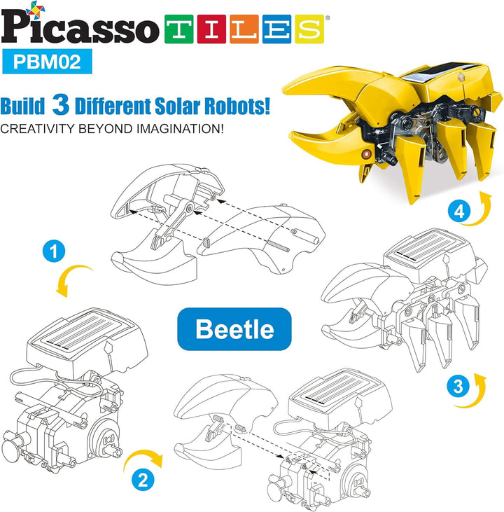 PicassoTiles STEM Kids Solarbetriebener Dinosaurier-Roboter, pädagogisches Lernspielzeug, technische