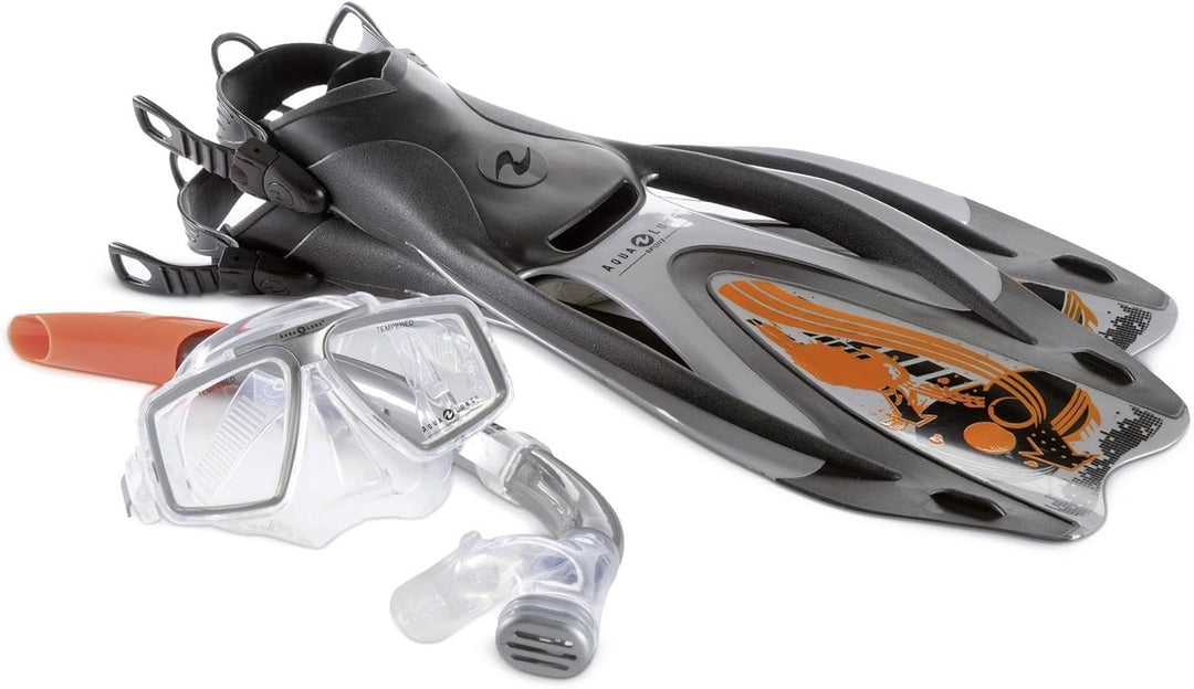 Aqua Lung Sport Proflex Pro ADJ Maske/Schnorchel und Fin Set Small/Medium Silber / Orange, Small/Med