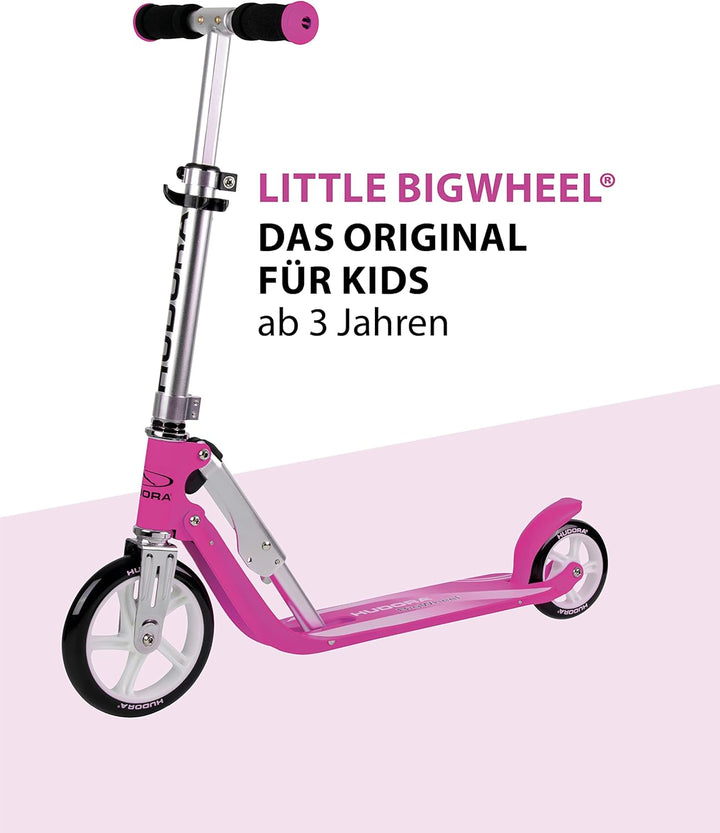 HUDORA Little BigWheel Scooter - Sicherer Aluminium-Roller für Kinder ab 3 Jahren - Höhenverstellbar