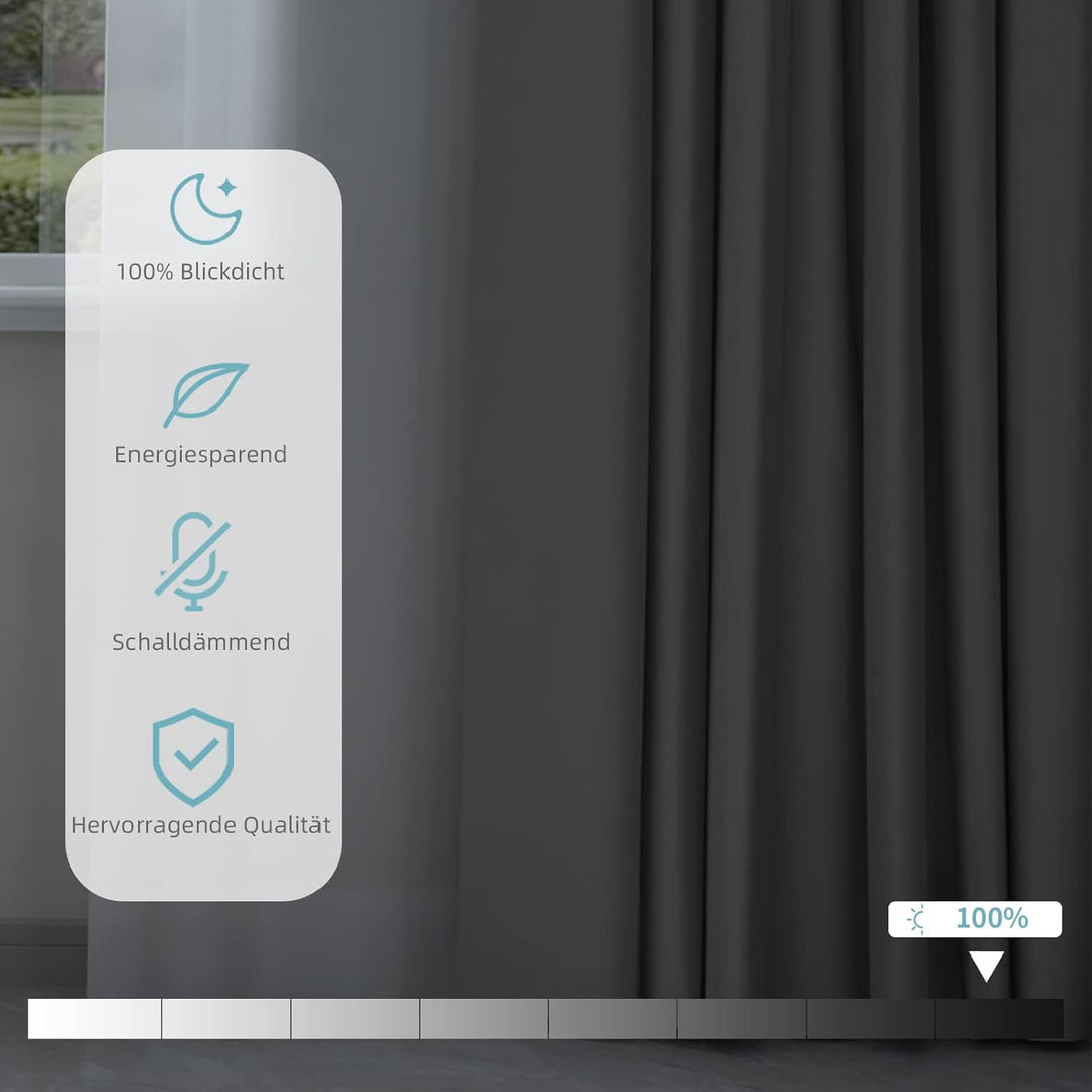 WOLTU Verdunklungsvorhang Blickdicht Gardinen mit Γsen Thermovorhang KΓ€lteschutz WΓ€rmeschutzvorhang