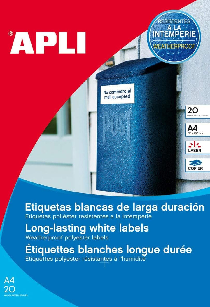 APLI 12966 Wetterfeste Etiketten, 64,6 x 33,8 mm, 100 Blatt