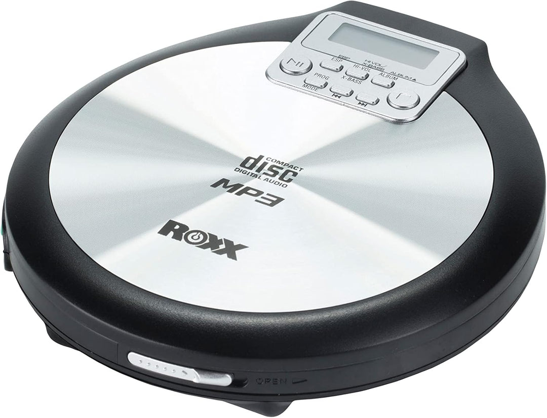 ROXX Tragbarer CD Player mit Kopfhörer MP3 fähig Antishock Discman mit Netzteil PCD 600