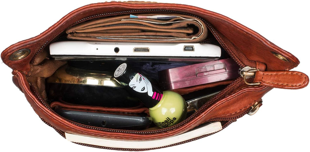 STILORD 'Sophie' Schultertasche Damen klein Leder Handtasche moderne Umhängetasche geflochten Freize